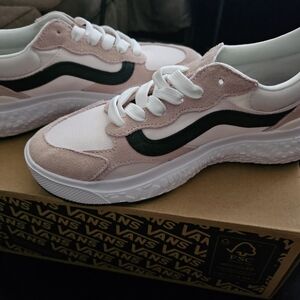 Vans Women's Pink Suede & Mesh Low-Top Sneakers with Black Stripe